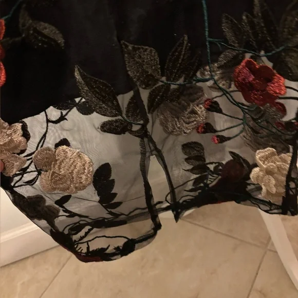 NWT Beautiful Blue Blush Dress with Red and White Floral Details - Picture 13 of 15